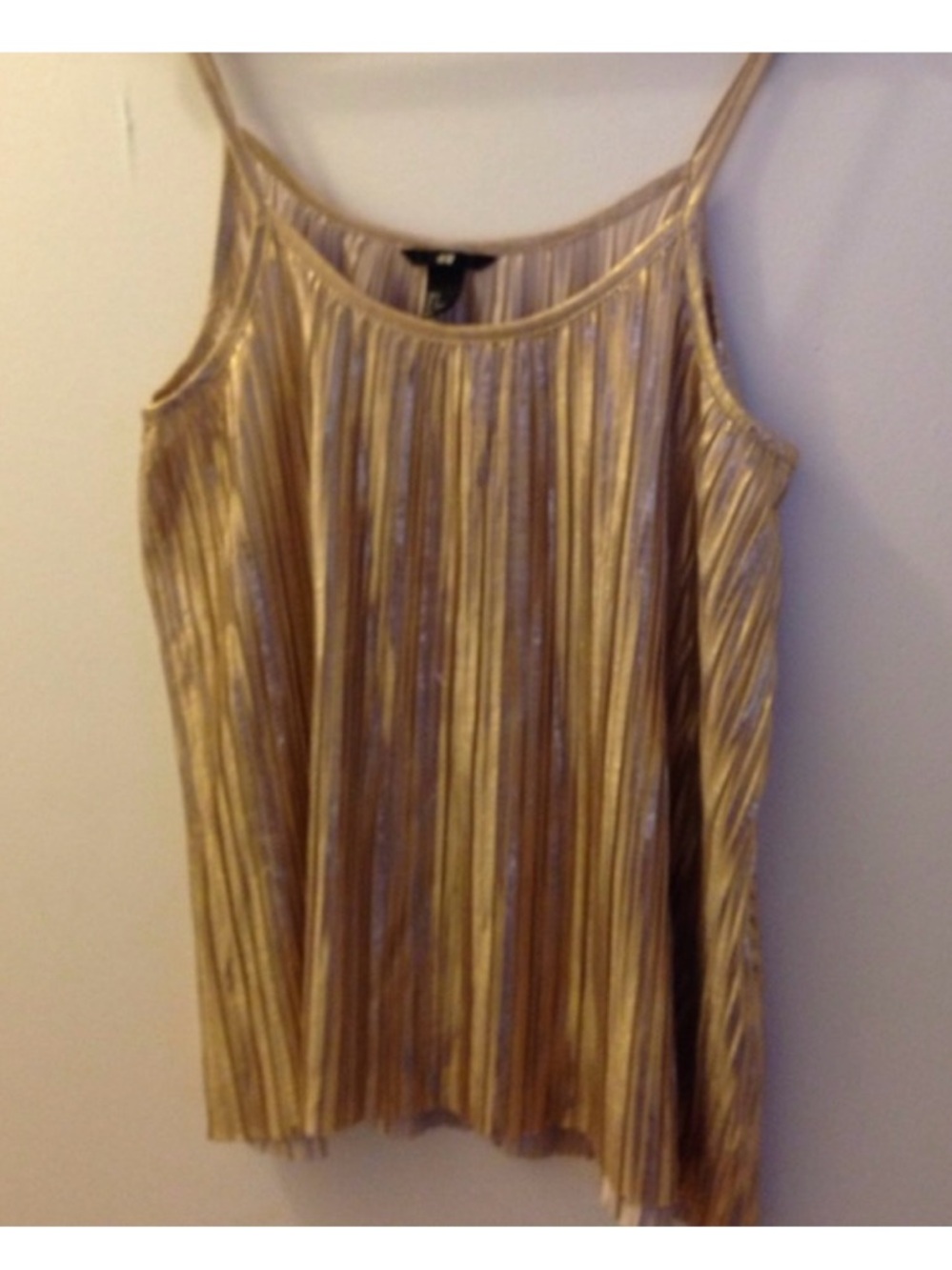 H&M Metallic Gold Pleated Camisole Tank